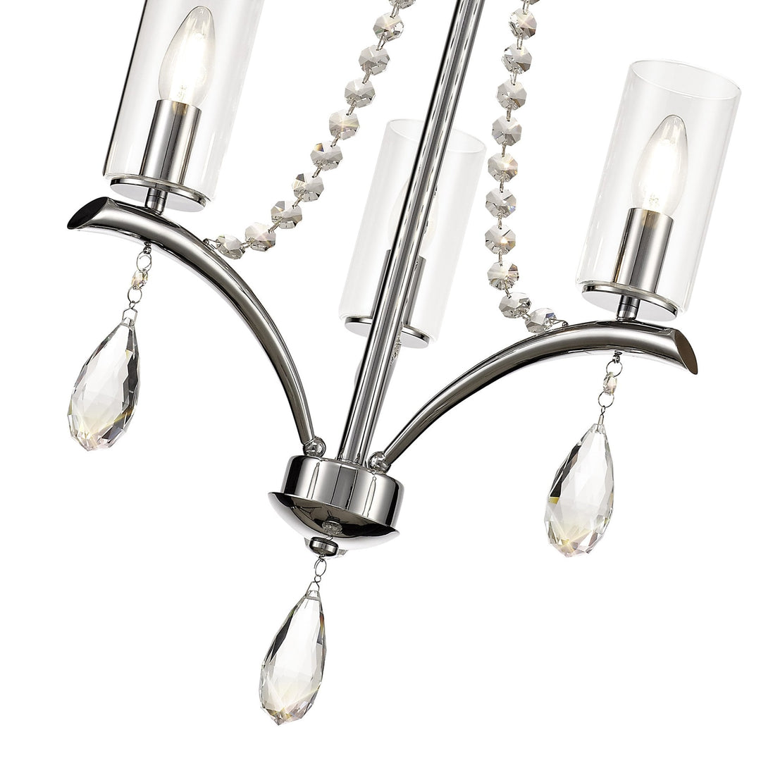 Diyas IL32793 Rhea Pendant 3 Light E14 Polished Chrome/Crystal Clear Glass