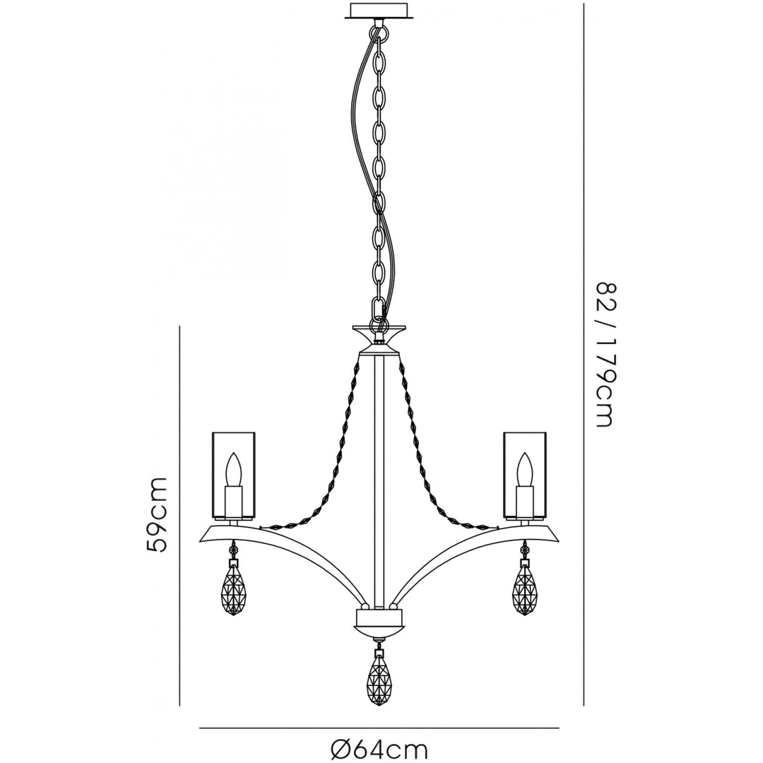 Diyas IL32795 Rhea Pendant 5 Light E14 Polished Chrome/Crystal Clear Glass