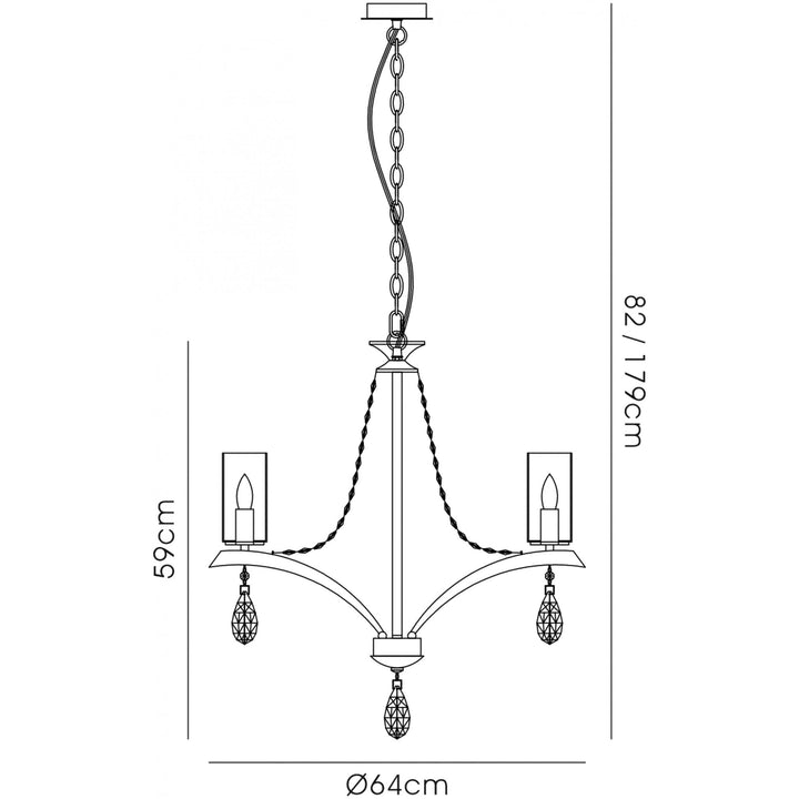 Diyas IL32795 Rhea Pendant 5 Light E14 Polished Chrome/Crystal Clear Glass