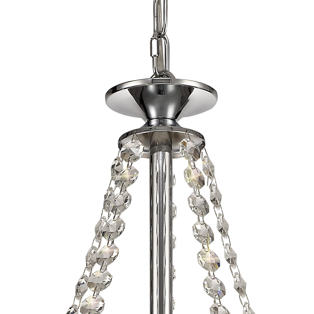 Diyas IL32795 Rhea Pendant 5 Light E14 Polished Chrome/Crystal Clear Glass