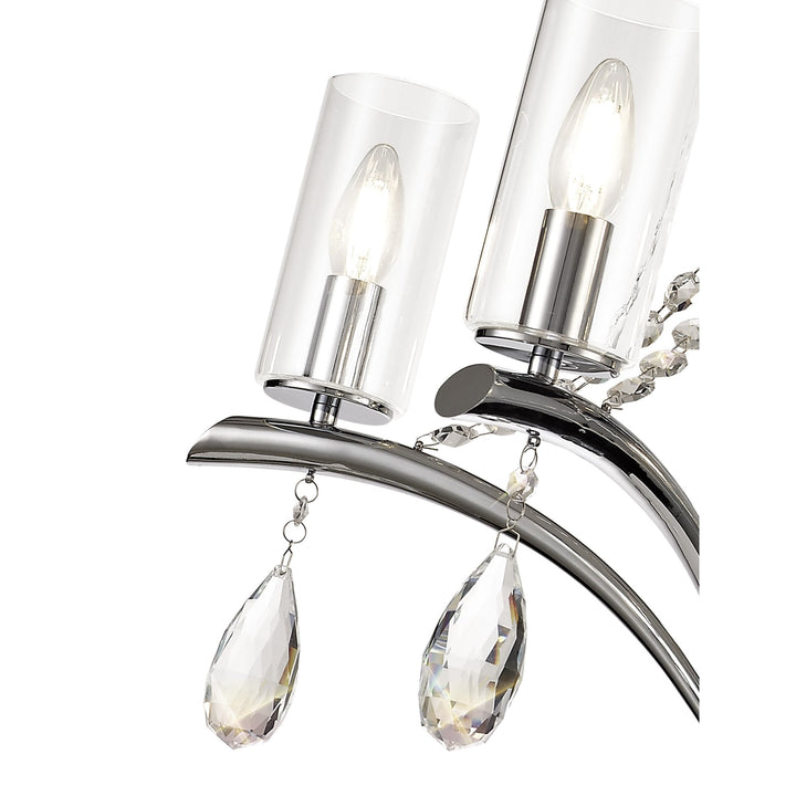 Diyas IL32795 Rhea Pendant 5 Light E14 Polished Chrome/Crystal Clear Glass