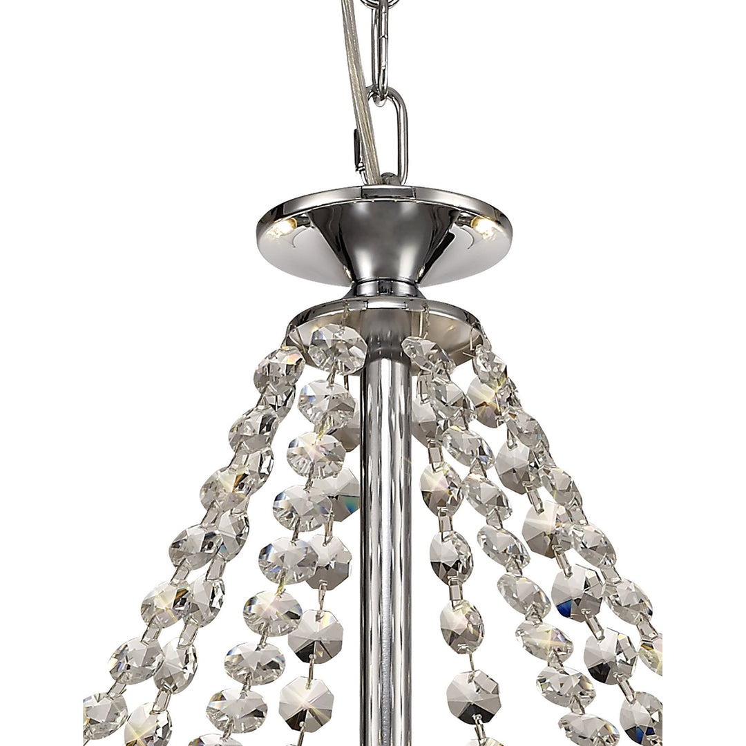 Diyas IL32798 Rhea Pendant 8 Light E14 Polished Chrome/Crystal Clear Glass