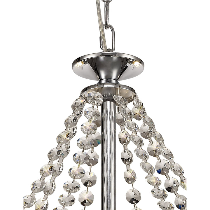 Diyas IL32798 Rhea Pendant 8 Light E14 Polished Chrome/Crystal Clear Glass