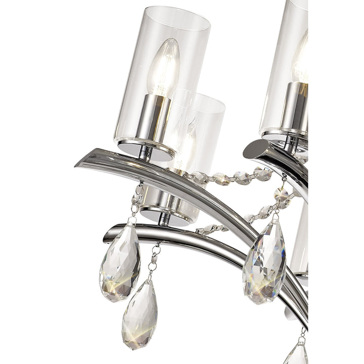 Diyas IL32798 Rhea Pendant 8 Light E14 Polished Chrome/Crystal Clear Glass