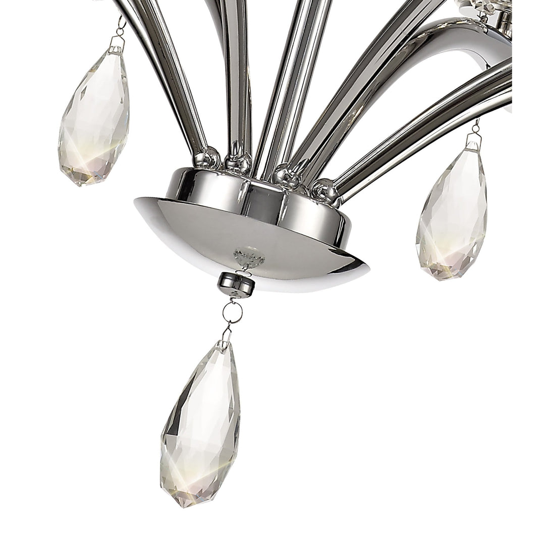 Diyas IL32798 Rhea Pendant 8 Light E14 Polished Chrome/Crystal Clear Glass