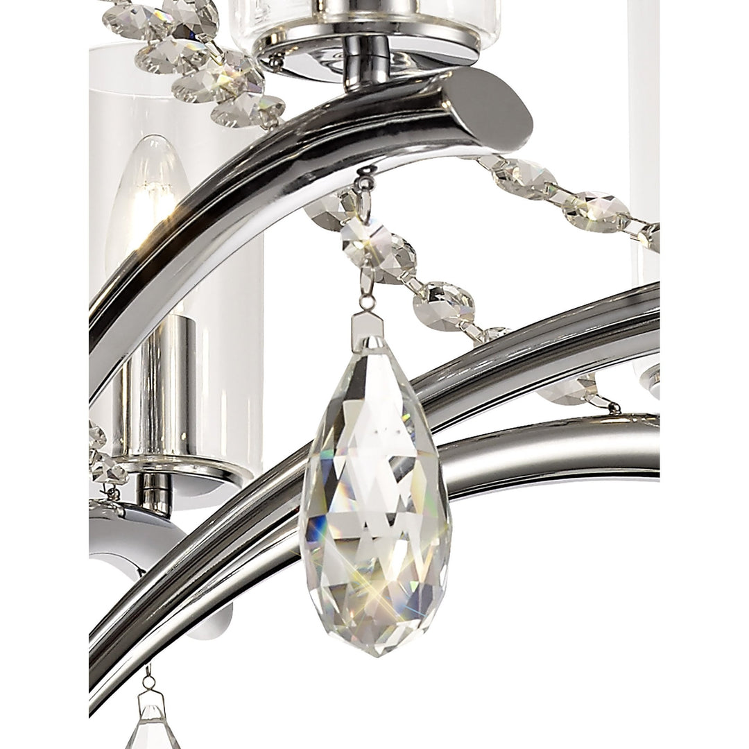 Diyas IL32798 Rhea Pendant 8 Light E14 Polished Chrome/Crystal Clear Glass