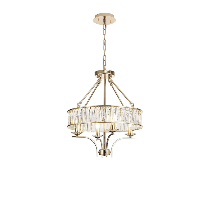 Diyas IL31824 Vivienne Pendant/Semi Ceiling 4 Light E14 French Gold/Crystal