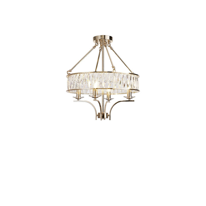 Diyas IL31824 Vivienne Pendant/Semi Ceiling 4 Light E14 French Gold/Crystal