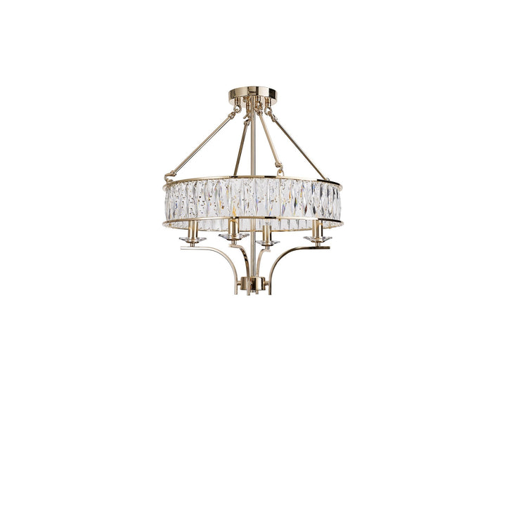 Diyas IL31824 Vivienne Pendant/Semi Ceiling 4 Light E14 French Gold/Crystal