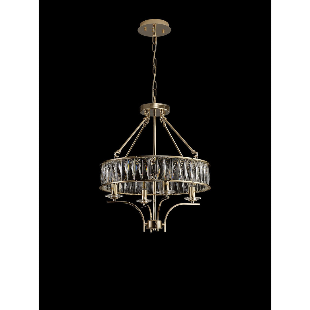 Diyas IL31824 Vivienne Pendant/Semi Ceiling 4 Light E14 French Gold/Crystal