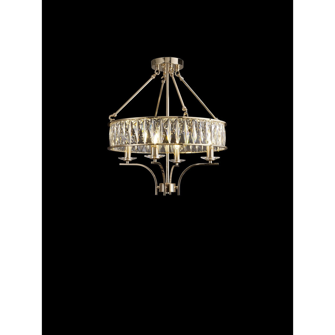 Diyas IL31824 Vivienne Pendant/Semi Ceiling 4 Light E14 French Gold/Crystal