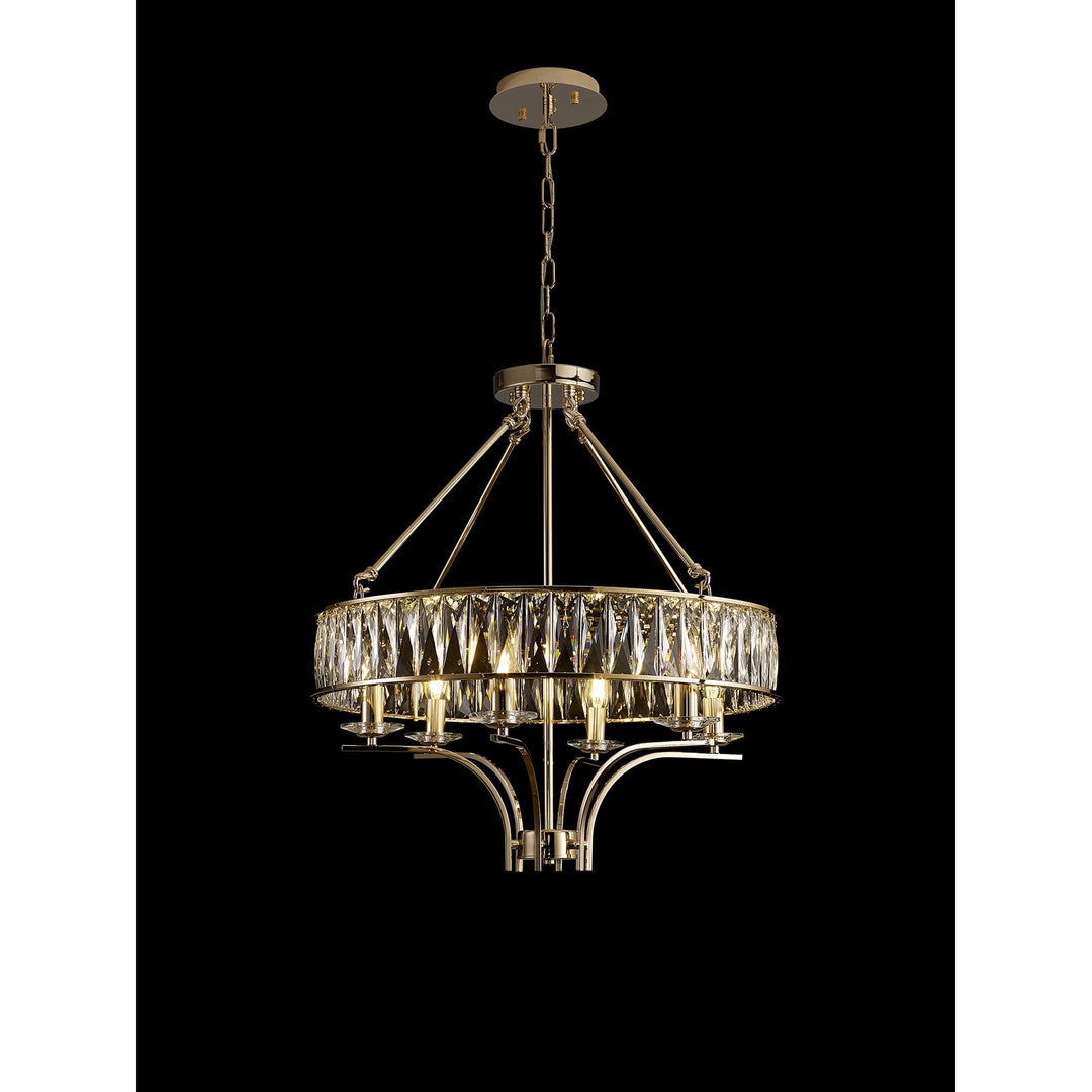 Diyas IL31825 Vivienne Pendant/Semi Ceiling 6 Light E14 French Gold/Crystal