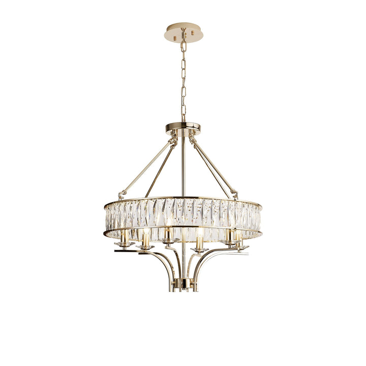 Diyas IL31825 Vivienne Pendant/Semi Ceiling 6 Light E14 French Gold/Crystal