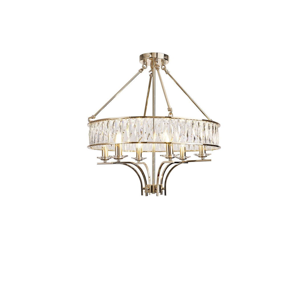 Diyas IL31825 Vivienne Pendant/Semi Ceiling 6 Light E14 French Gold/Crystal