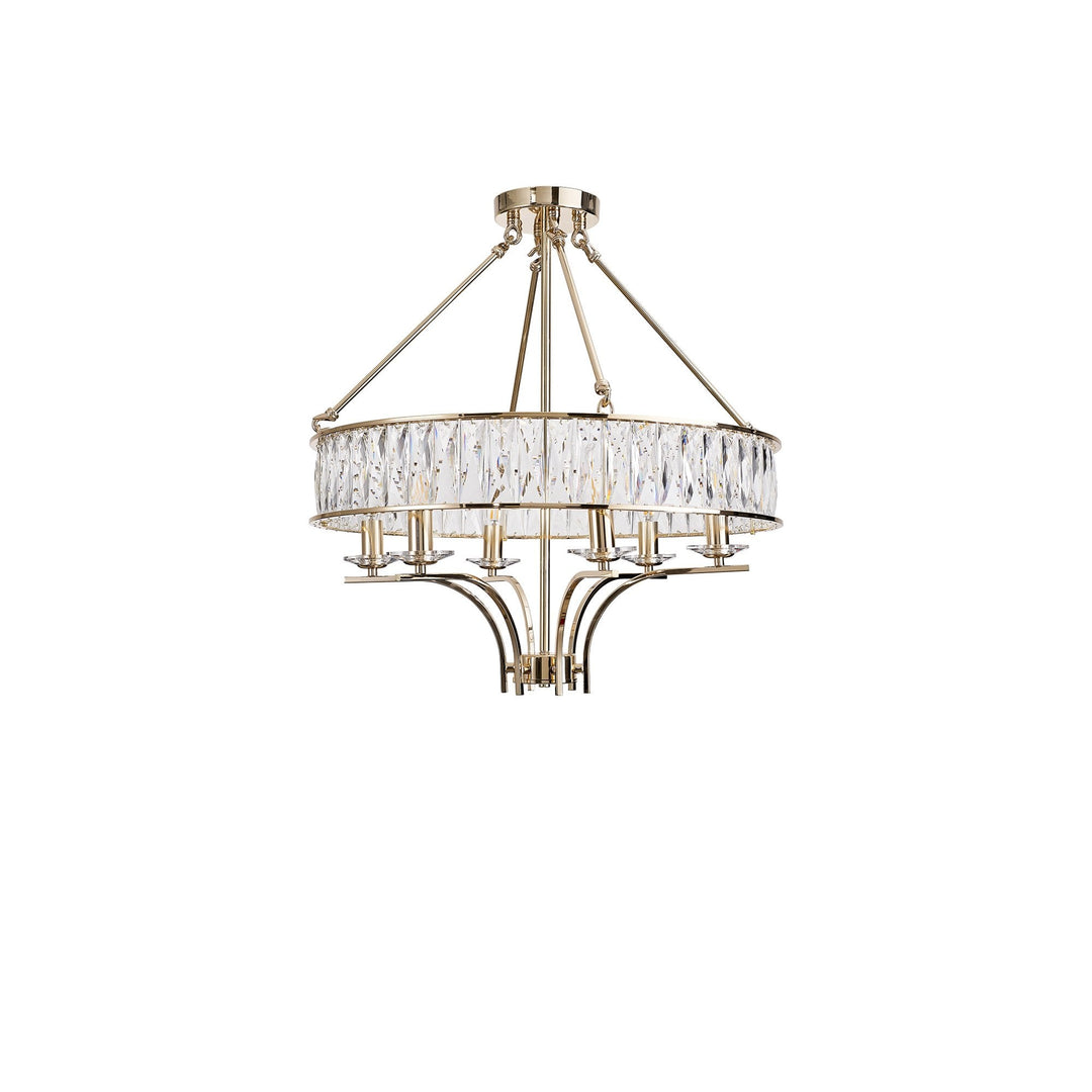 Diyas IL31825 Vivienne Pendant/Semi Ceiling 6 Light E14 French Gold/Crystal