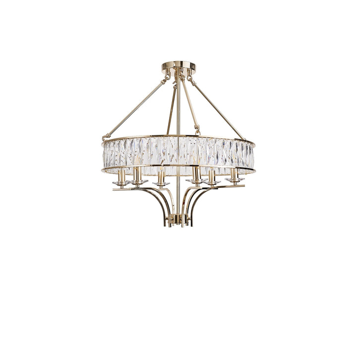 Diyas IL31825 Vivienne Pendant/Semi Ceiling 6 Light E14 French Gold/Crystal