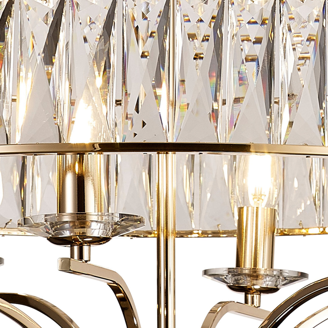 Diyas IL31825 Vivienne Pendant/Semi Ceiling 6 Light E14 French Gold/Crystal