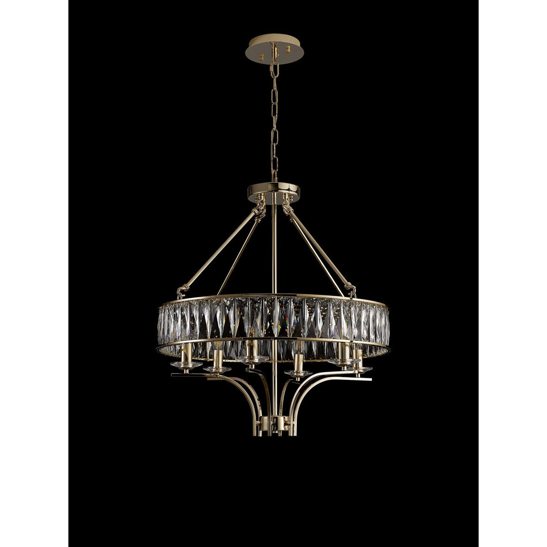 Diyas IL31825 Vivienne Pendant/Semi Ceiling 6 Light E14 French Gold/Crystal