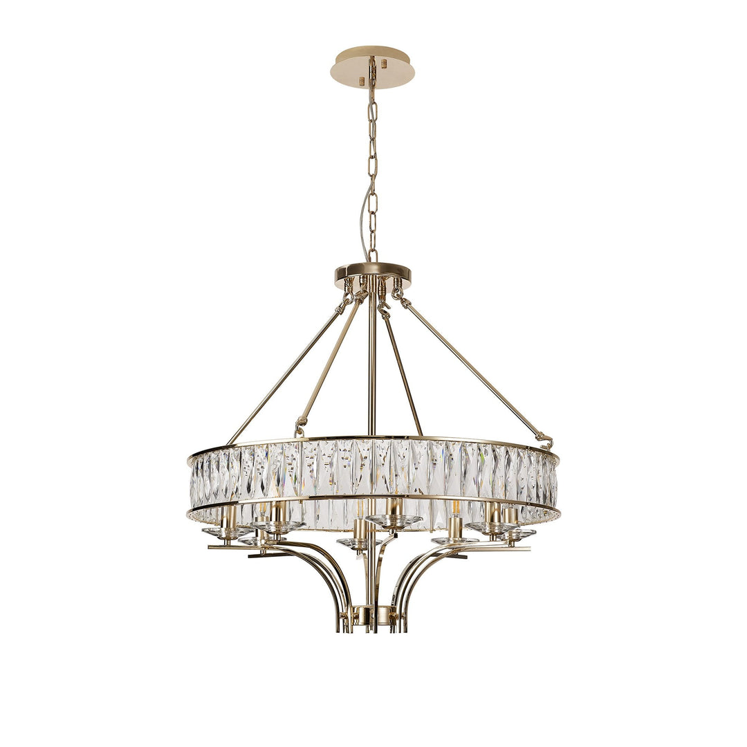 Diyas IL31826 Vivienne Pendant/Semi Ceiling 8 Light E14 French Gold/Crystal