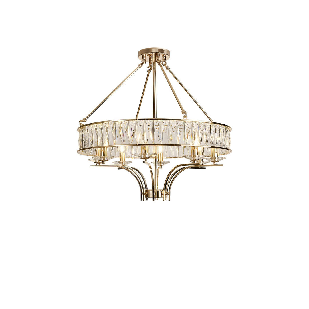 Diyas IL31826 Vivienne Pendant/Semi Ceiling 8 Light E14 French Gold/Crystal