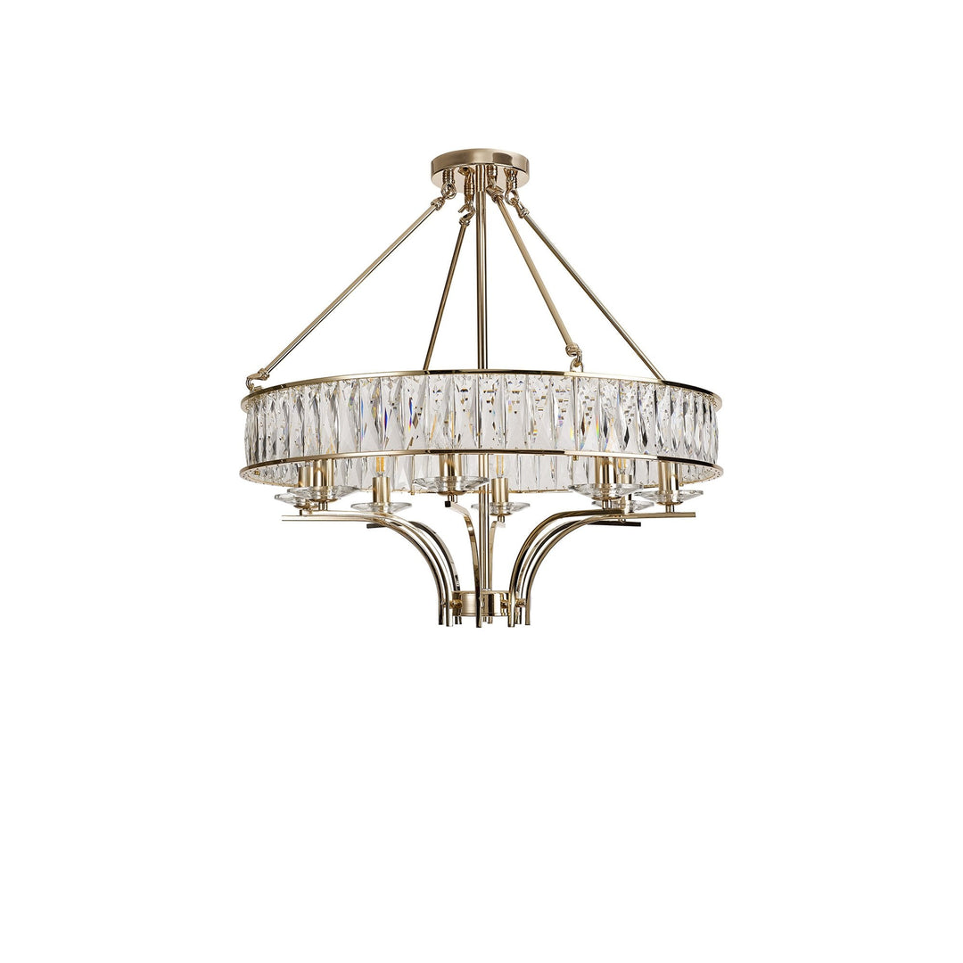 Diyas IL31826 Vivienne Pendant/Semi Ceiling 8 Light E14 French Gold/Crystal