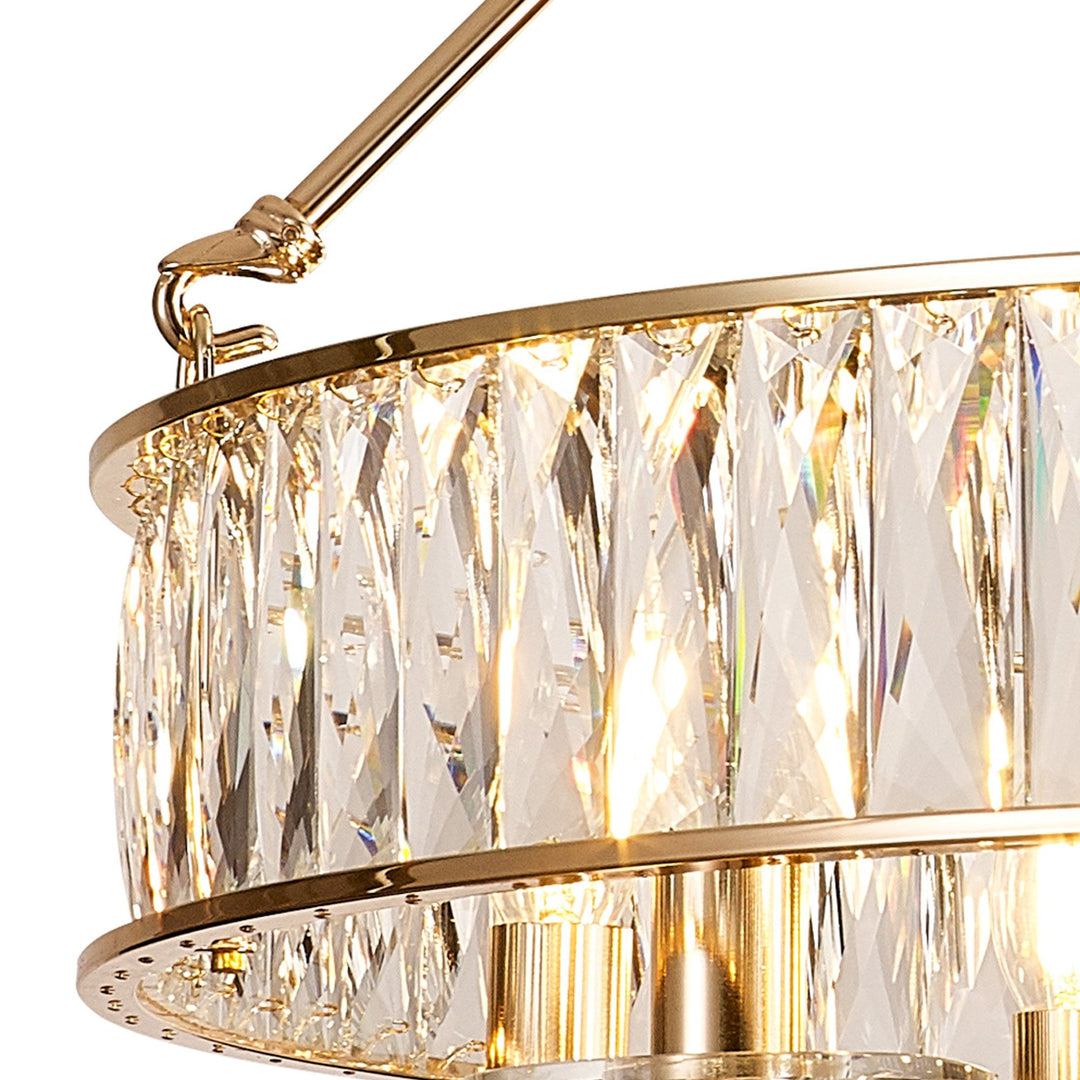 Diyas IL31826 Vivienne Pendant/Semi Ceiling 8 Light E14 French Gold/Crystal