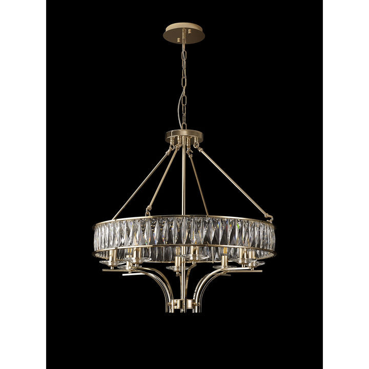 Diyas IL31826 Vivienne Pendant/Semi Ceiling 8 Light E14 French Gold/Crystal