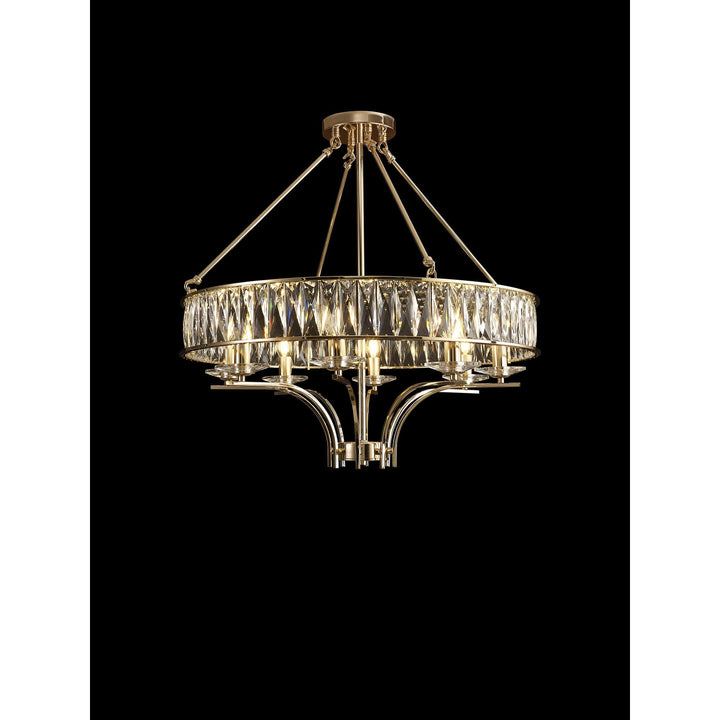 Diyas IL31826 Vivienne Pendant/Semi Ceiling 8 Light E14 French Gold/Crystal