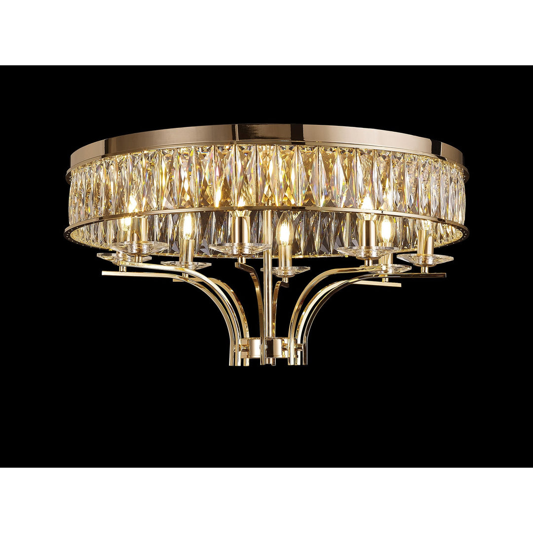 Diyas IL31834 Vivienne Ceiling 8 Light E14 French Gold/Crystal