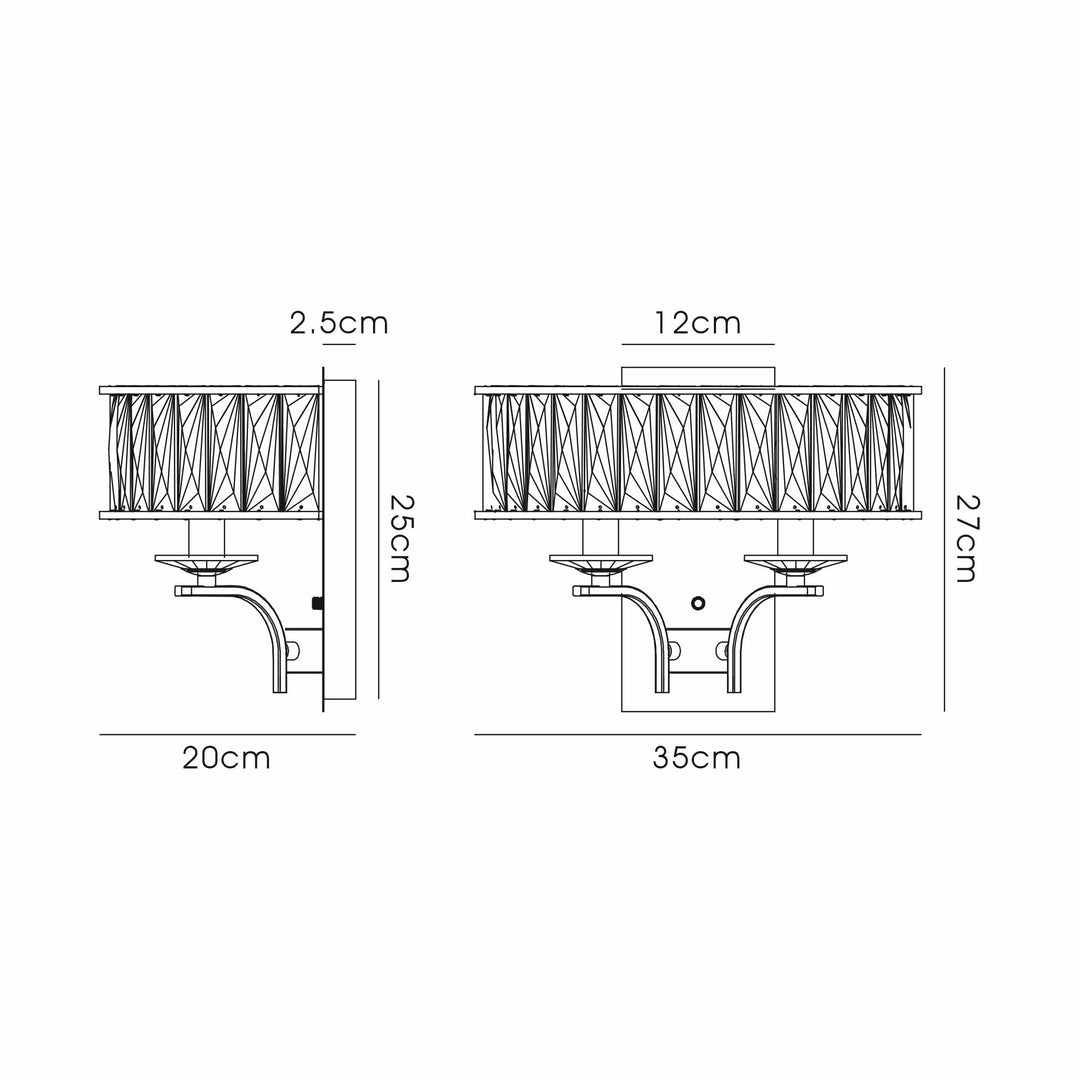 Diyas IL31822 Vivienne Wall Lamp 2 Light E14 Polished Nickel/Crystal (S)