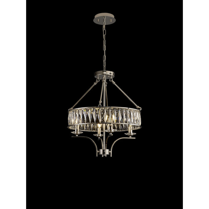 Diyas IL31818 Vivienne Pendant/Semi Ceiling 4 Light E14 Polished Nickel/Crystal