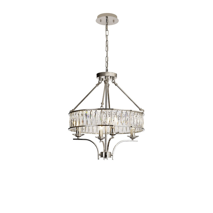 Diyas IL31818 Vivienne Pendant/Semi Ceiling 4 Light E14 Polished Nickel/Crystal