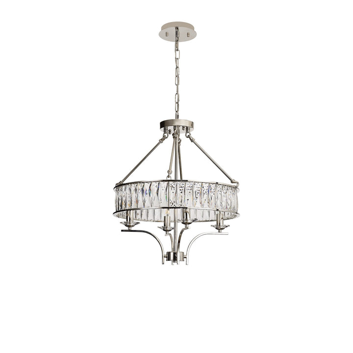 Diyas IL31818 Vivienne Pendant/Semi Ceiling 4 Light E14 Polished Nickel/Crystal