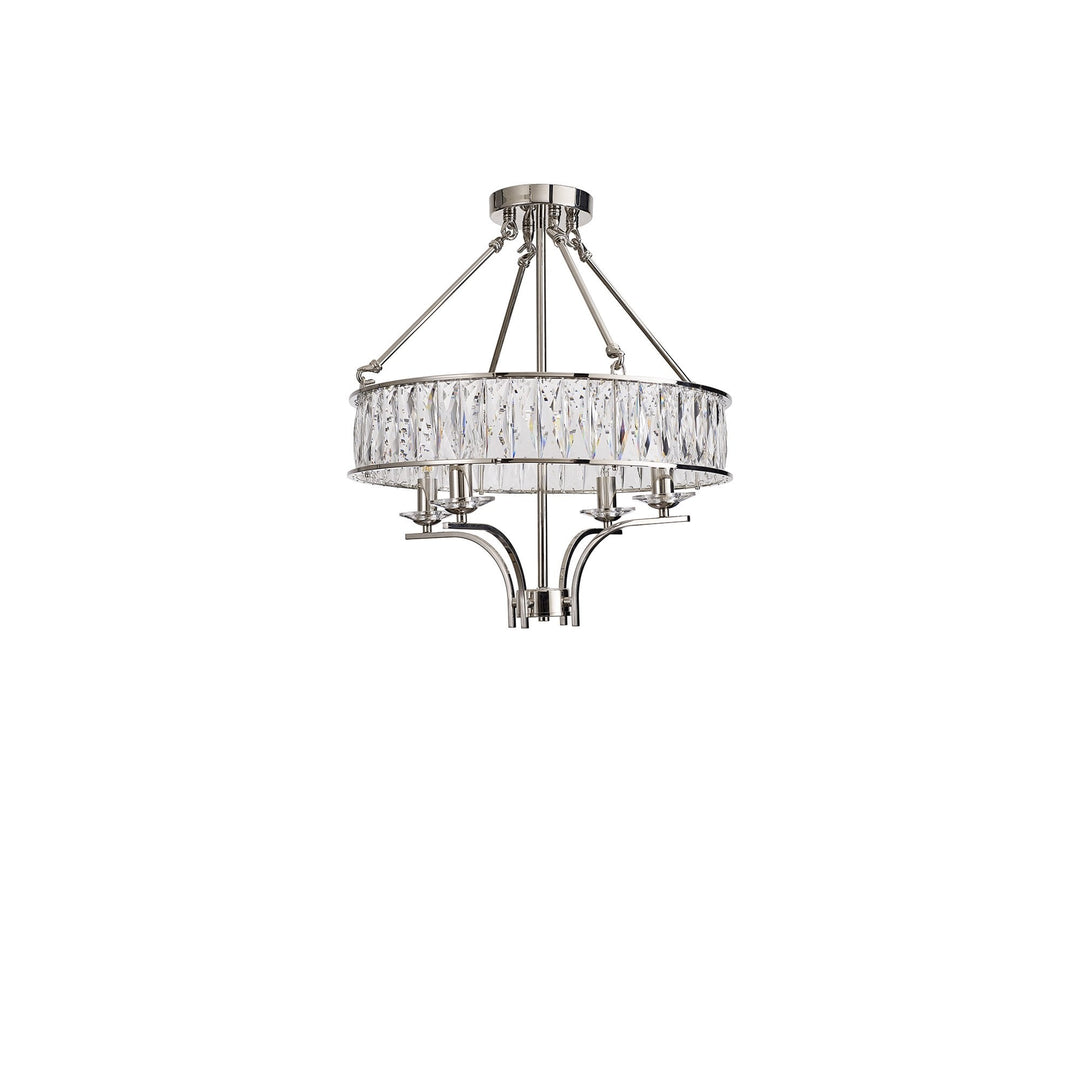 Diyas IL31818 Vivienne Pendant/Semi Ceiling 4 Light E14 Polished Nickel/Crystal