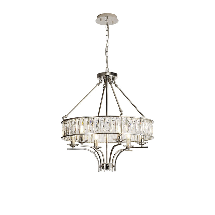 Diyas IL31819 Vivienne Pendant/Semi Ceiling 6 Light E14 Polished Nickel/Crystal