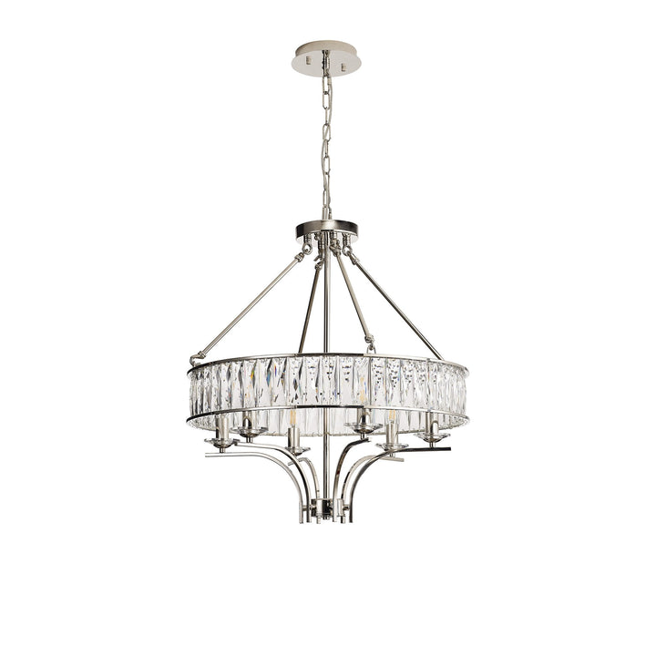 Diyas IL31819 Vivienne Pendant/Semi Ceiling 6 Light E14 Polished Nickel/Crystal