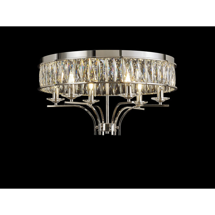 Diyas IL31830 Vivienne Ceiling 6 Light E14 Polished Nickel/Crystal