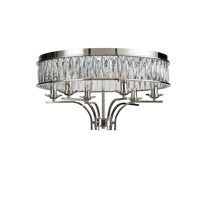 Diyas IL31830 Vivienne Ceiling 6 Light E14 Polished Nickel/Crystal