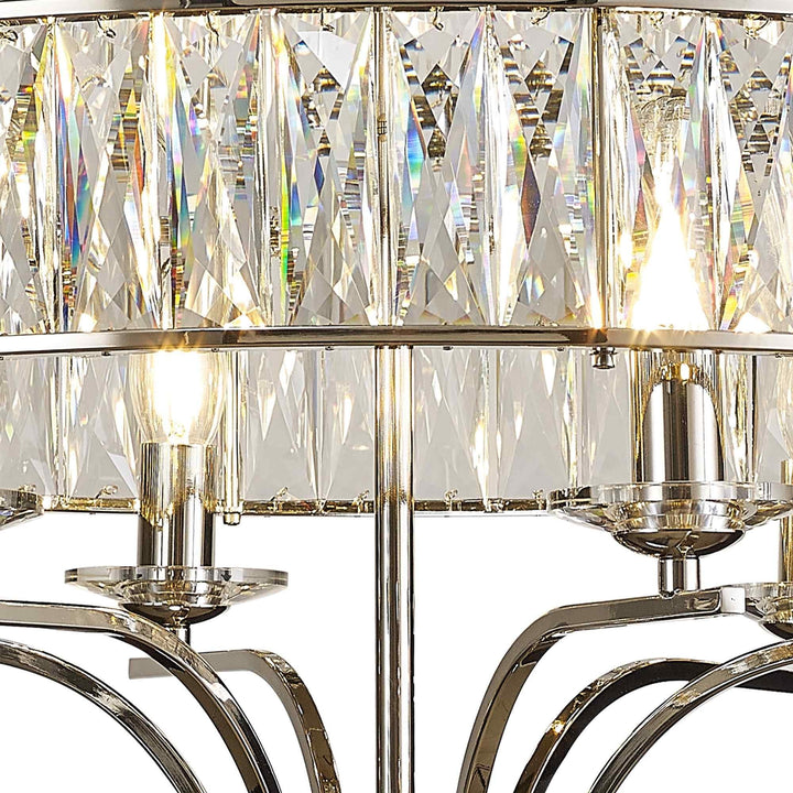 Diyas IL31830 Vivienne Ceiling 6 Light E14 Polished Nickel/Crystal