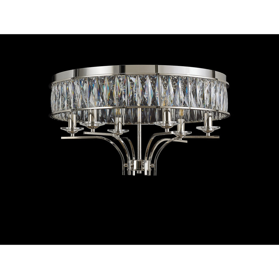 Diyas IL31830 Vivienne Ceiling 6 Light E14 Polished Nickel/Crystal