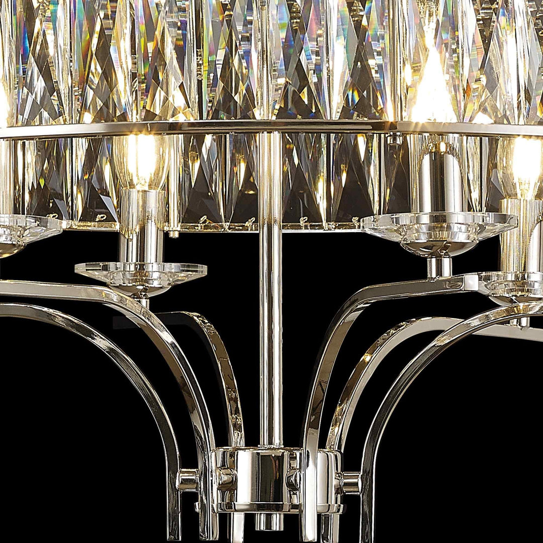 Diyas IL31830 Vivienne Ceiling 6 Light E14 Polished Nickel/Crystal