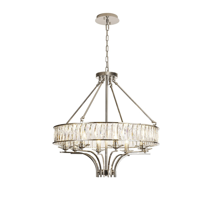 Diyas IL31820 Vivienne Pendant/Semi Ceiling 8 Light E14 Polished Nickel/Crystal