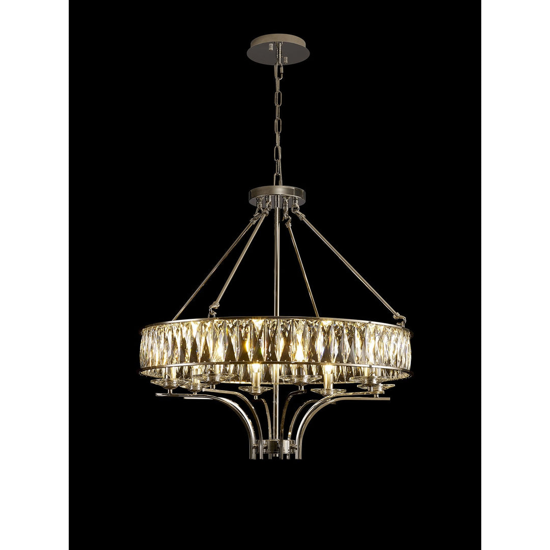 Diyas IL31820 Vivienne Pendant/Semi Ceiling 8 Light E14 Polished Nickel/Crystal