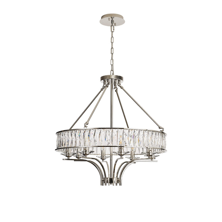 Diyas IL31820 Vivienne Pendant/Semi Ceiling 8 Light E14 Polished Nickel/Crystal