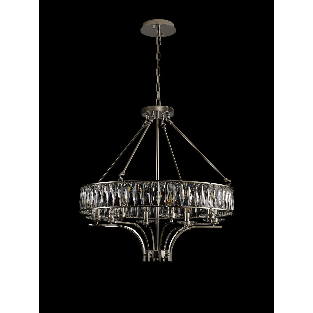 Diyas IL31820 Vivienne Pendant/Semi Ceiling 8 Light E14 Polished Nickel/Crystal