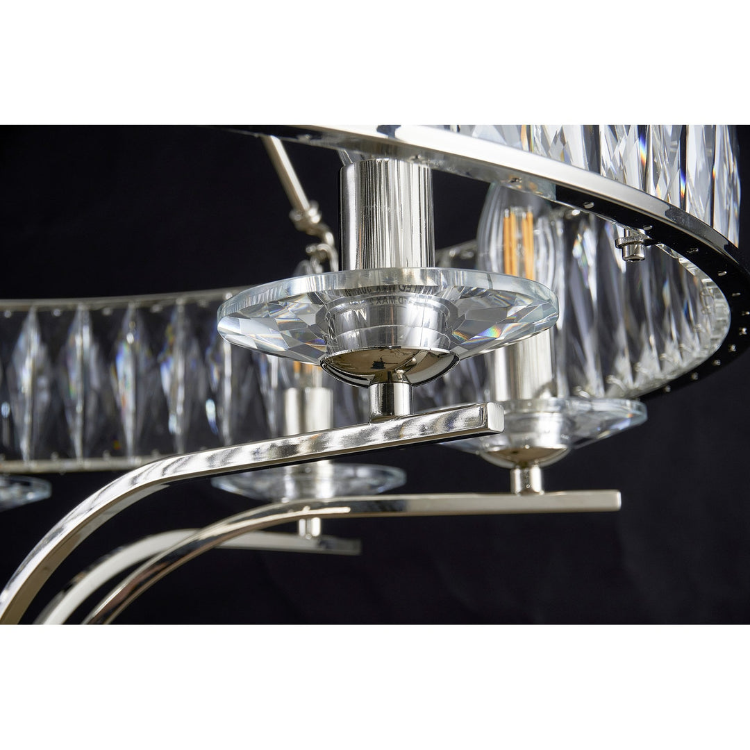 Diyas IL31820 Vivienne Pendant/Semi Ceiling 8 Light E14 Polished Nickel/Crystal