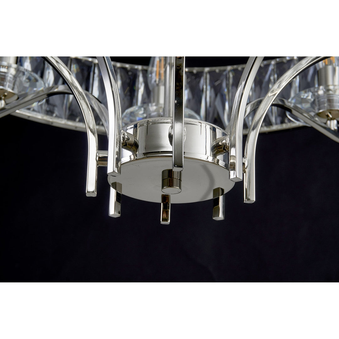 Diyas IL31820 Vivienne Pendant/Semi Ceiling 8 Light E14 Polished Nickel/Crystal