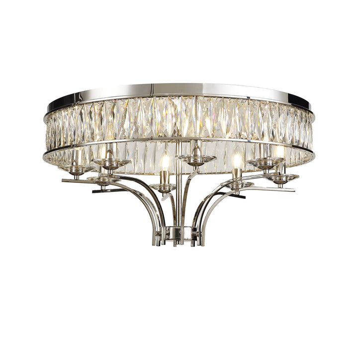 Diyas IL31831 Vivienne Ceiling 8 Light E14 Polished Nickel/Crystal