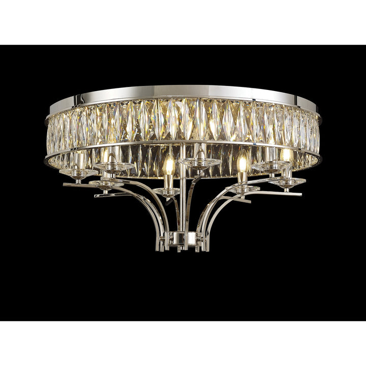 Diyas IL31831 Vivienne Ceiling 8 Light E14 Polished Nickel/Crystal