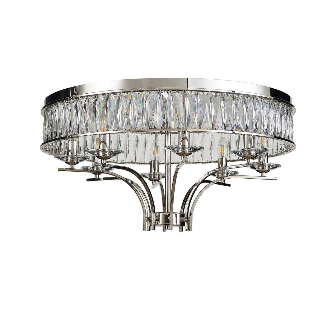 Diyas IL31831 Vivienne Ceiling 8 Light E14 Polished Nickel/Crystal